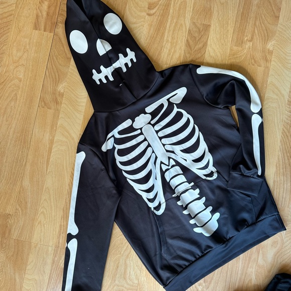 Halloween BesserBay Outfit Kids Skeleton Hoodie/Pants 2 PC Set Pockets Size 12 - Picture 2 of 9
